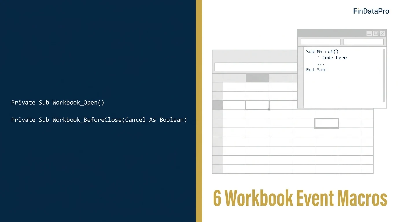 Excel VBA workbook events: Workbook_Open, BeforeClose, Worksheet_Change automation macros