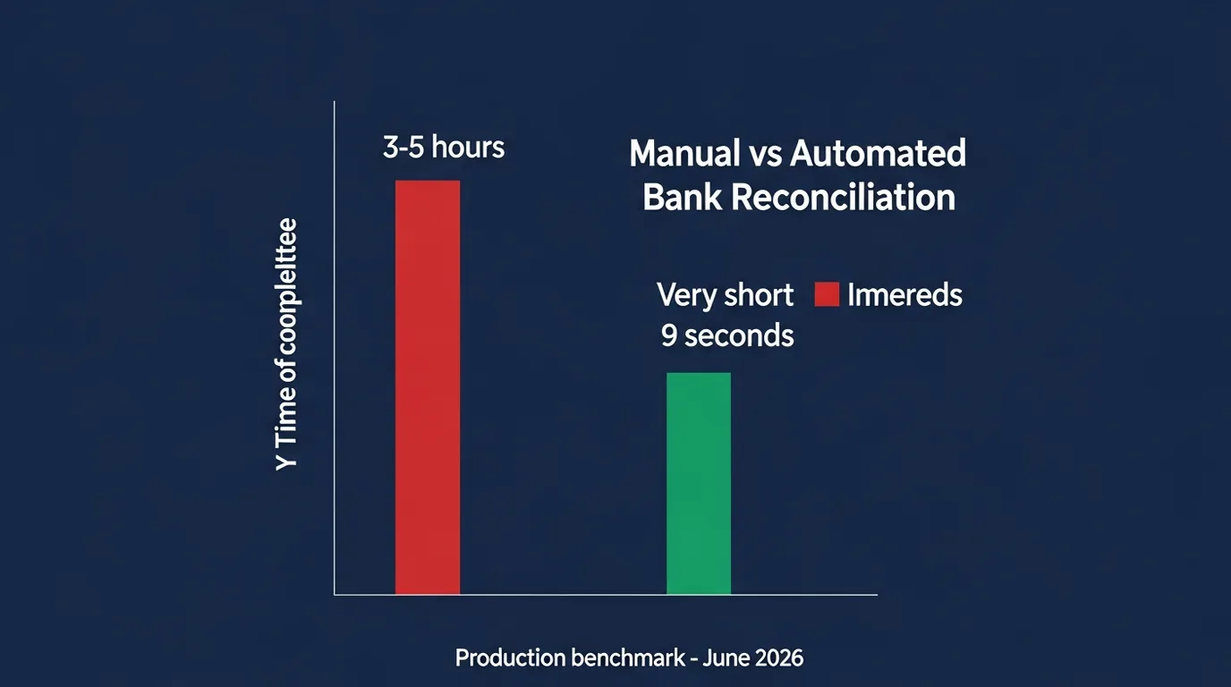 Manual bank reconciliation takes 3 to 5 hours compared to 9 seconds with FinDataPro automated bank reconciliation